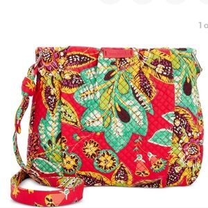 Vera Bradley Rumba Quilted Diamond Hadley Crossbody Bag Red Floral